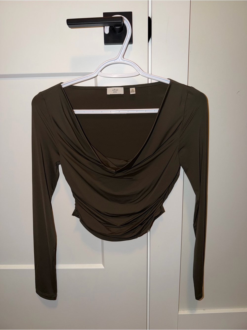 Wilfred Olive Green Draped Cowl Neck Long-Sleeve Top